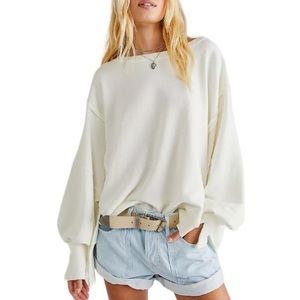 We The Free Camden Sweatshirt in White | Size Large